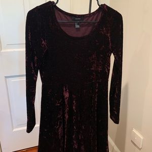 Purple velvet long sleeve dress